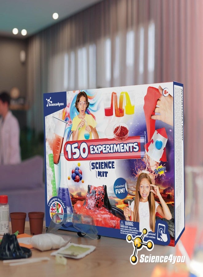 ساينس 4 يو مجموعة Science4you: ١٥٠ تجربة علمية للأطفال من عمر ٨ إلى ١٢ سنة - مجموعات علمية رائعة للأطفال، مجموعة كيمياء + ألعاب STEM، هدايا للأولاد والبنات من عمر ٨ و٩ و١٠ سنوات فما فوق - Image 2
