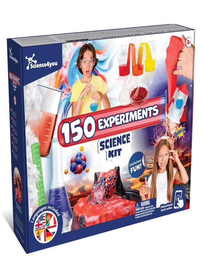 ساينس 4 يو مجموعة Science4you: ١٥٠ تجربة علمية للأطفال من عمر ٨ إلى ١٢ سنة - مجموعات علمية رائعة للأطفال، مجموعة كيمياء + ألعاب STEM، هدايا للأولاد والبنات من عمر ٨ و٩ و١٠ سنوات فما فوق - Image 1