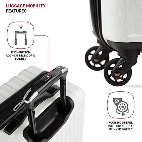 SwissGear 8018 Hardside Expandable Luggage with Spinner Wheels, White, Carry-On 20-Inch - Image 2