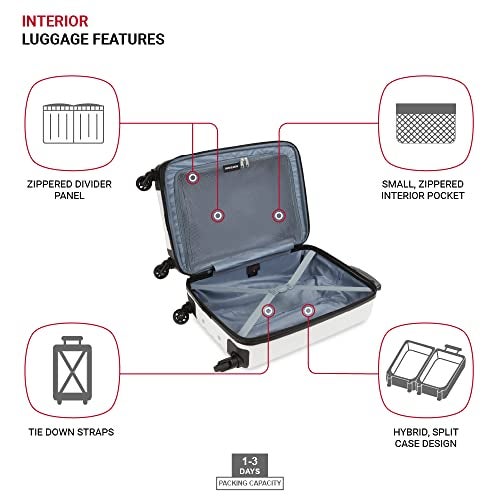 SwissGear 8018 Hardside Expandable Luggage with Spinner Wheels, White, Carry-On 20-Inch - Image 4