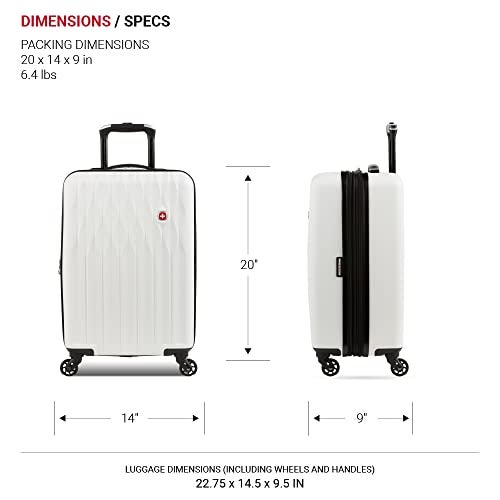 SwissGear 8018 Hardside Expandable Luggage with Spinner Wheels, White, Carry-On 20-Inch - Image 5