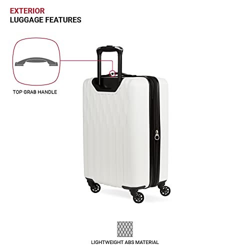 SwissGear 8018 Hardside Expandable Luggage with Spinner Wheels, White, Carry-On 20-Inch - Image 3
