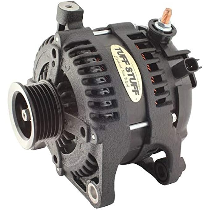 Tuff Stuff Alternator, 175 amp, 12V, External Regulator, 6 Rib Serpentine Pulley, Black Wrinkle, Jeep Wrangler JK 2007-11, Each (7513B) - Image 2