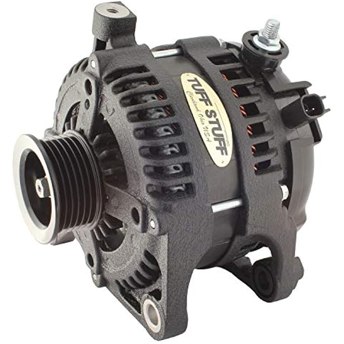 Tuff Stuff Alternator, 175 amp, 12V, External Regulator, 6 Rib Serpentine Pulley, Black Wrinkle, Jeep Wrangler JK 2007-11, Each (7513B) - Image 1