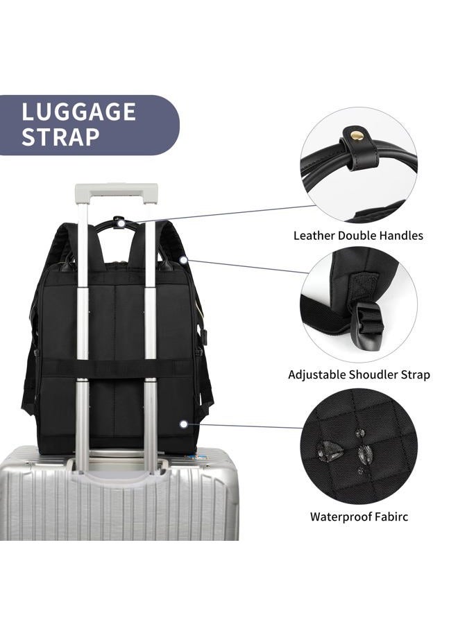 EMPSIGN Laptop Backpack Women 17.3 Inch, Large Laptop Rucksack Wide Open, College School Backpack with USB Charging Port, Water Repellent Travel Business Work Bag Computer Bookbag for Men, Black - Image 5