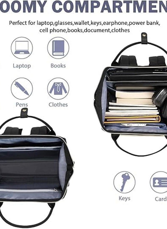 EMPSIGN Laptop Backpack Women 17.3 Inch, Large Laptop Rucksack Wide Open, College School Backpack with USB Charging Port, Water Repellent Travel Business Work Bag Computer Bookbag for Men, Black - Image 3