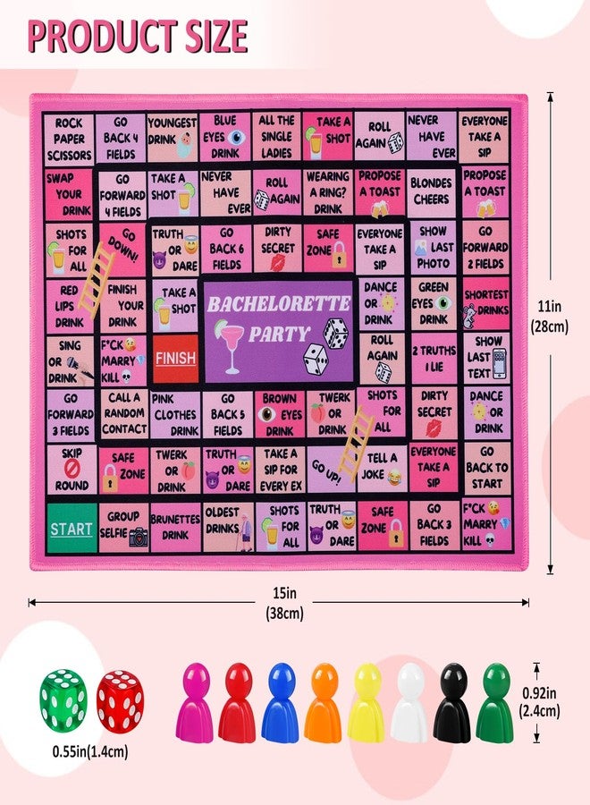 Fofeadm Bachelorette Party Drinking Games for Adults, Rubber Mat Drinking Board Game, Funny Party Interactive Drinking Games for Girls Night, Bachelorette Party, Age 21+, 2-8 Players - Image 2