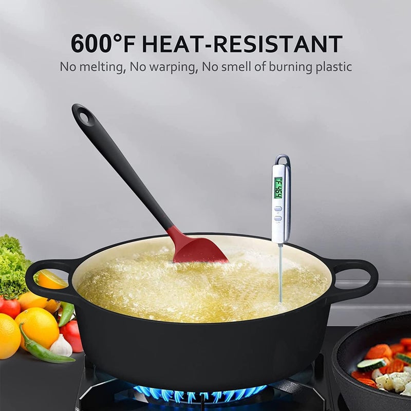 Sugalsu Silicone Spatula 3Piece Set Ergonomic Handle High HeatResistant Spatulas NonStick Rubber Spatulas with Stainless Steel CoreRed - Image 4