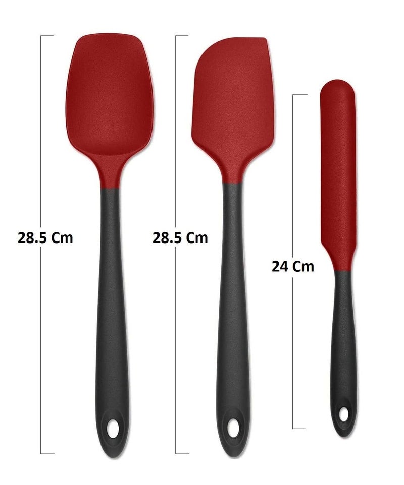 Sugalsu Silicone Spatula 3Piece Set Ergonomic Handle High HeatResistant Spatulas NonStick Rubber Spatulas with Stainless Steel CoreRed - Image 2