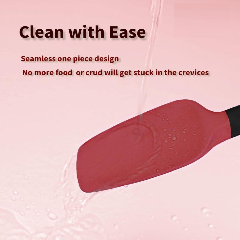 Sugalsu Silicone Spatula 3Piece Set Ergonomic Handle High HeatResistant Spatulas NonStick Rubber Spatulas with Stainless Steel CoreRed - Image 3
