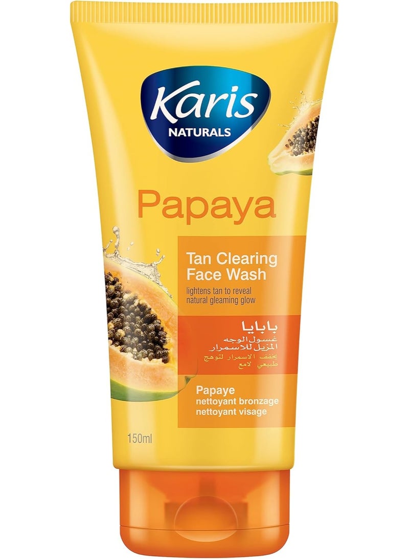 Karis Naturals Face Wash - Tan Clearing- Lightens Tan to Reveal Natural Gleaming Glow - Papaya - 150 ml - Image 1