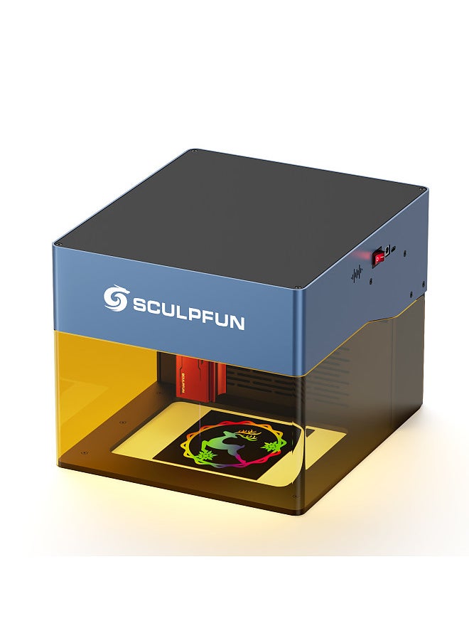 SCULPFUN iCube Pro Max 10W Laser Engraver Portable Laser Engraving Machine with dust Filter Temperature Alarm Ultra Fine 0.08mm Laser Spot 120x120mm Engraving Area Eye Protection Shield  - Image 1
