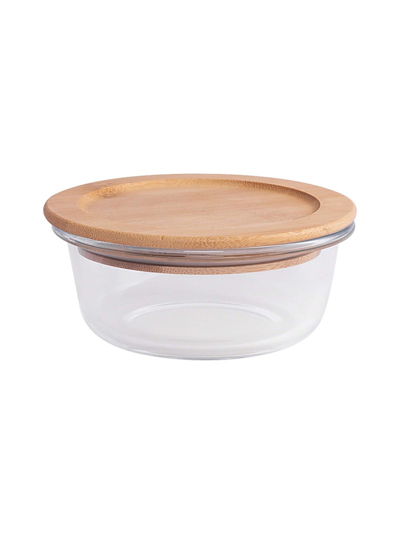Goodhomes Round Glass Food Storage Containers with Air Tight Wooden Lid Set of 3-360ml, 560ml, 860ml - Image 3