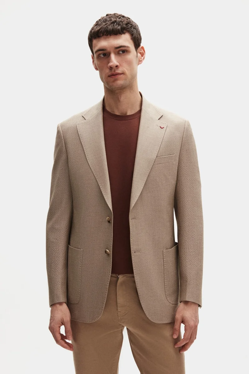 D'S DAMAT Ds Damat Regular Fit Beige Plain Fabric Jacket
