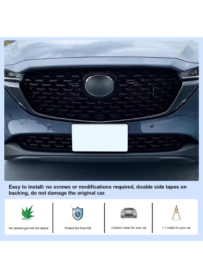 KISSUN CX5 Front Grill Mesh Inserts Trims Front Grille Guard Compatible with 2022 2023 2024 Mazda CX-5 Car Exterior Accessories ABS Material 2024 CX-5 Accessories(2PCS) - Image 3