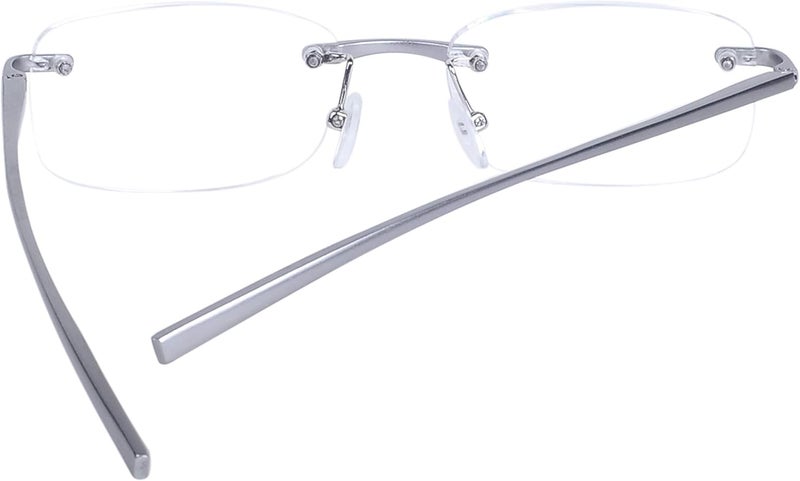 JoXiGo 2Pack Rimless Reading Glasses Mens Womens Rectangular Spring Hinge Lightweight Glasses Strap - Image 3