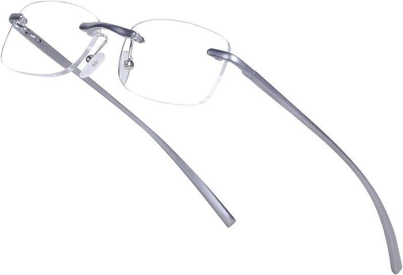 JoXiGo 2Pack Rimless Reading Glasses Mens Womens Rectangular Spring Hinge Lightweight Glasses Strap - Image 2