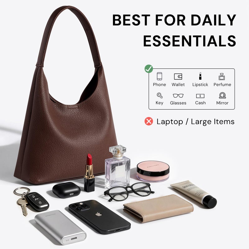 VAYOQON Hobo Bags for Women, Small Slouchy Hobo Purse, Soft Vegan Leather Shoulder Bag Trendy Everyday Tote Handbag, 11'' (28cm) - Image 4