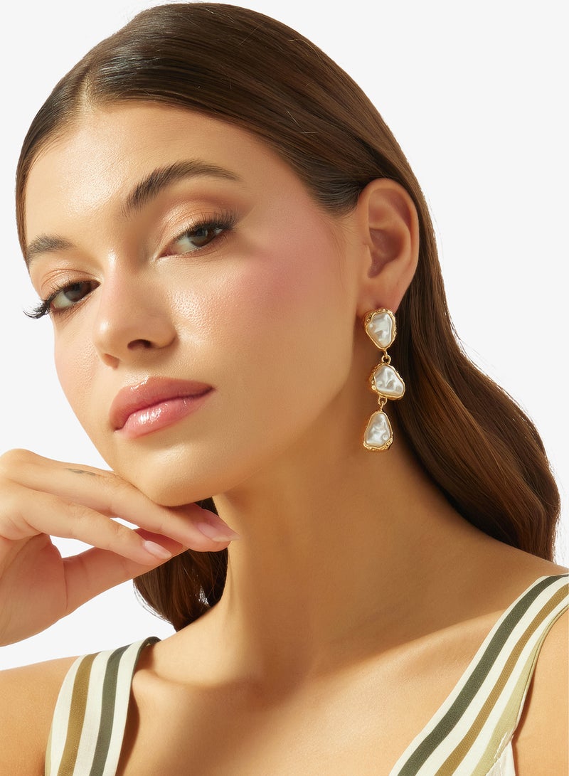 ELLA Resin Detail Drop Down Earrings - Image 3