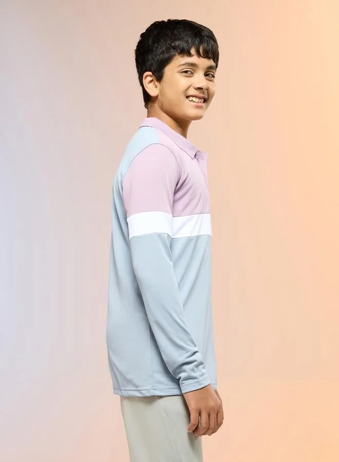 Technosport Boys Slim Fit Color Block Polo T-Shirt