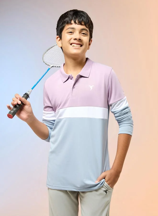 Technosport Boys Slim Fit Color Block Polo T-Shirt