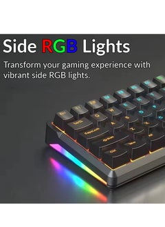 Generic Mechanical Gaming Keyboard, 68 Key, Red/Blue Switch, RGB Lights, Arabic, Wired USB Type C, waterproof, Anti-Dust, Ingrid White, BlueSwitch  - Image 3