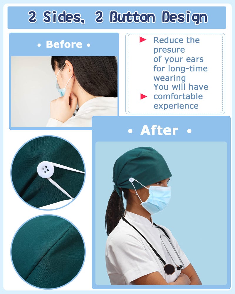 Zhanmai 24 Pieces Adjustable Working Caps with Buttons Sweatband for Women Men  Nursing Scrub Hats Gourd Shaped Tie Back Cap for Doctor Nurse Beauty Salon Caps  Cotton Headwear Printed - Image 4