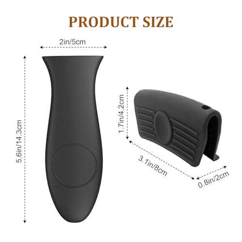 Top-spring 4 Pack Silicone Hot Skillet Handle Holder and Pot Holders Cover Sleeve, Heat Resistant Cast Iron Potholder Protectors Grip, Anti-Spill Non-Slip Cookware Handles for Pans,Oven (Black) - Image 2