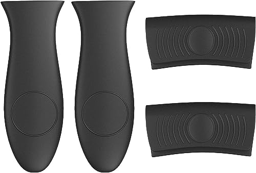 Top-spring 4 Pack Silicone Hot Skillet Handle Holder and Pot Holders Cover Sleeve, Heat Resistant Cast Iron Potholder Protectors Grip, Anti-Spill Non-Slip Cookware Handles for Pans,Oven (Black) - Image 1