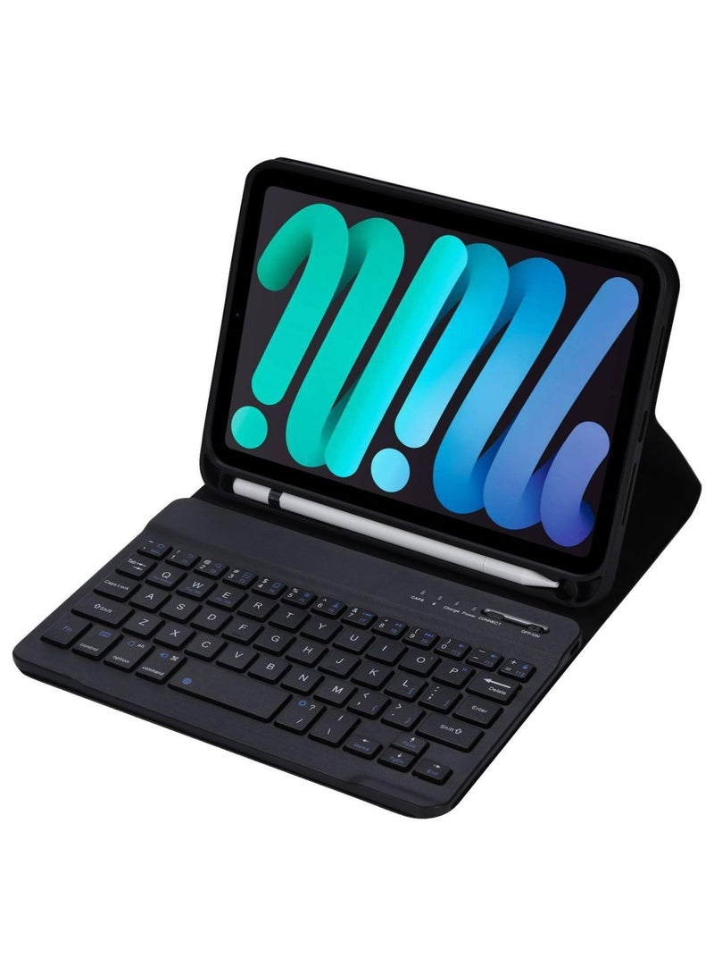 MIGOFAST Keyboard Case  Arabic and English  Compatible with IPad Mini 7(A17 Pro) 8.3 inch,Multi-view Stand,with Pen Slot,Detachable Wireless Bluetooth Keyboard Case Black - Image 1