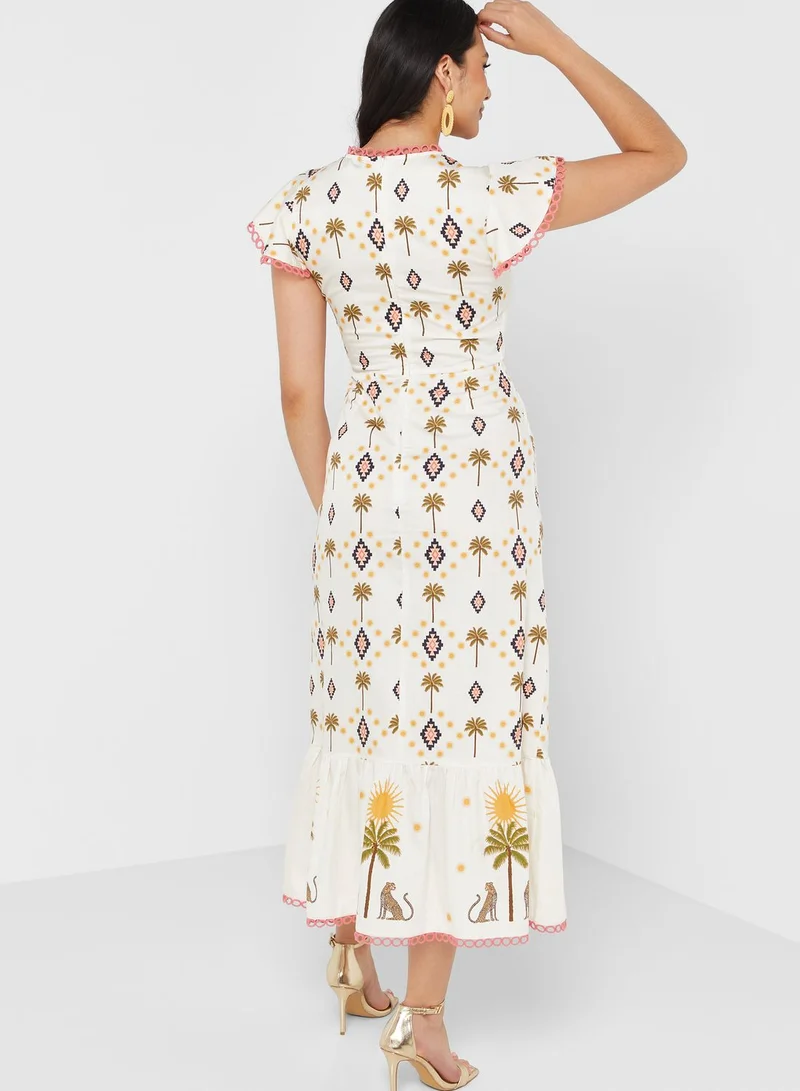 Never fully Dressed Ruffle Printed Dress