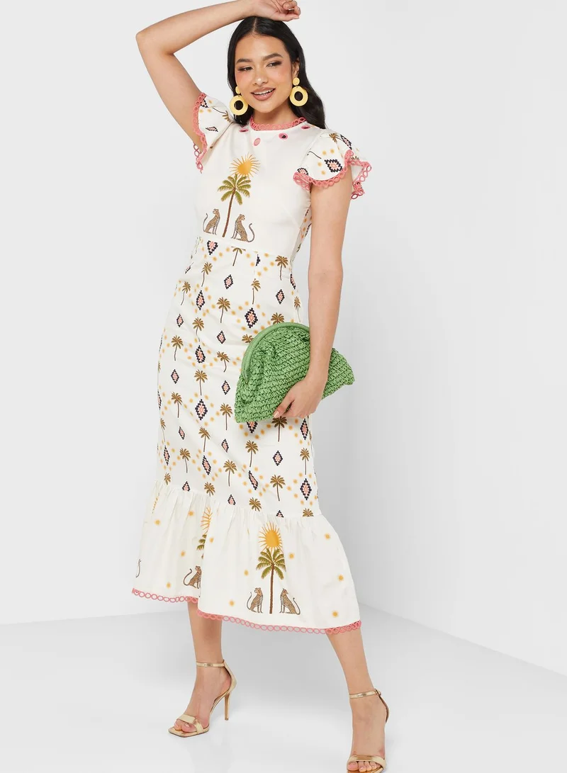 Never fully Dressed Ruffle Printed Dress