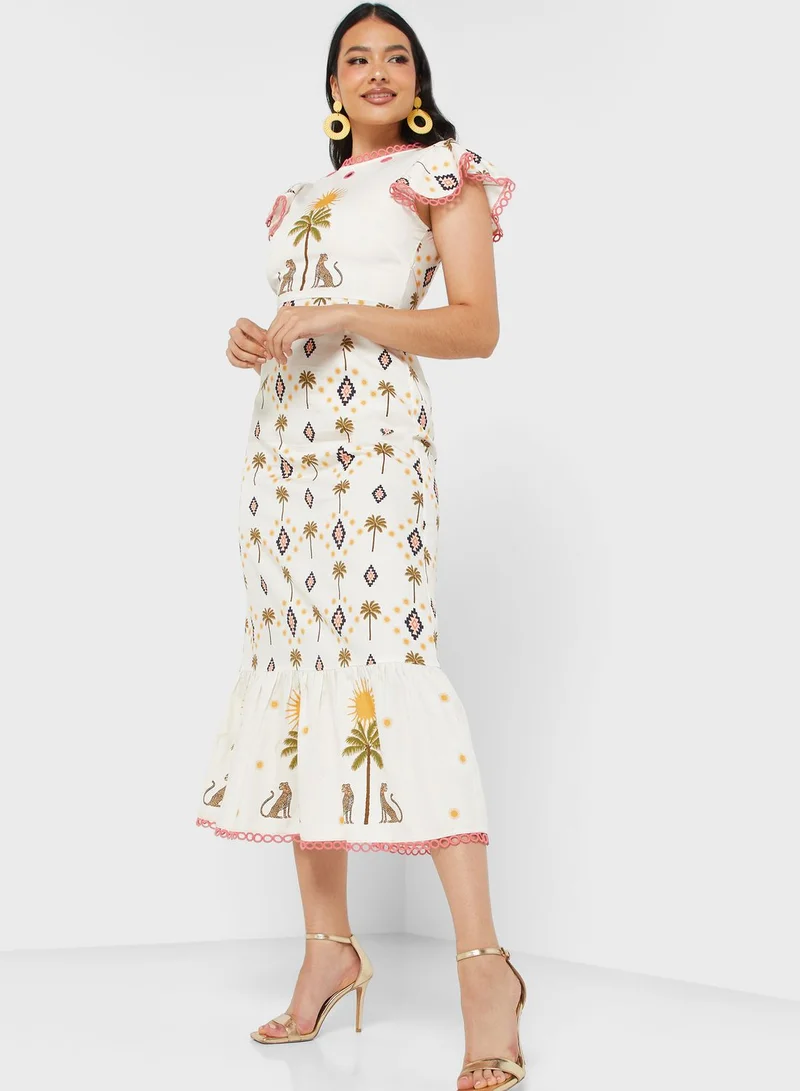 Never fully Dressed Ruffle Printed Dress