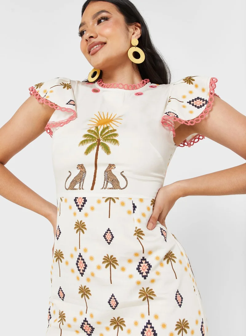 Never fully Dressed Ruffle Printed Dress