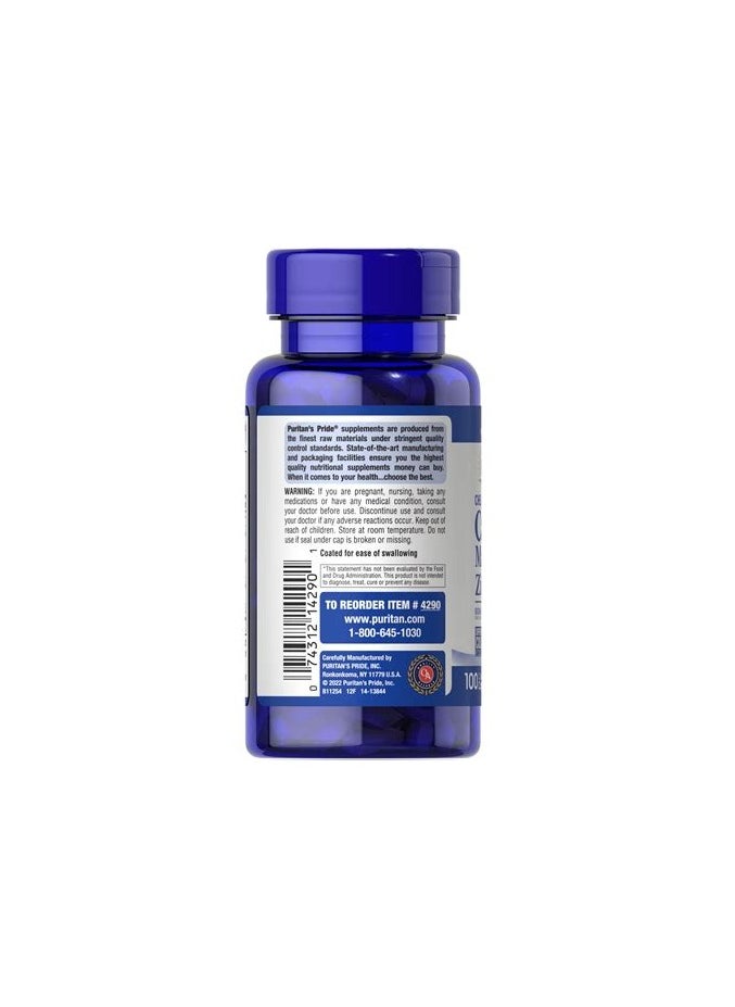 Puritan's Pride Puritan's Pride Chelated Calcium Magnesium Zinc – 100 Caplets for Bone & Immune Support  - Image 2