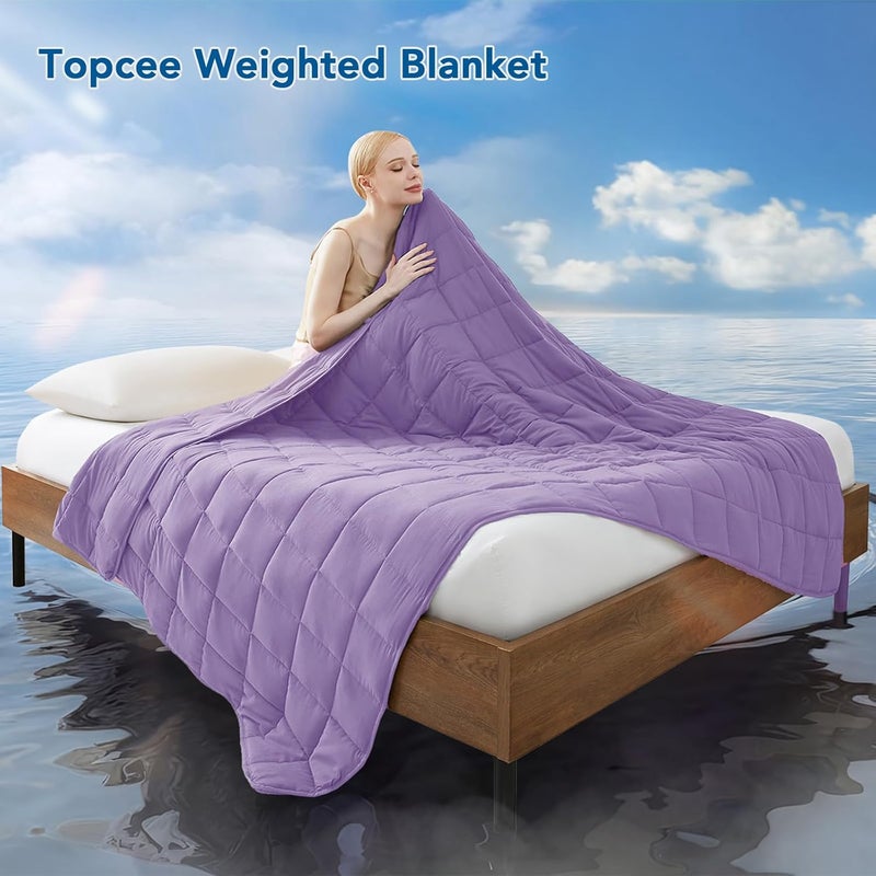 Topcee Weighted Blanket for Adults (20 lbs, 60" x 80") Queen Size Soft Cooling Heavy Blanket Sleeping, Apply to 190-210 lbs Body, Thick Breathable Blanket with Glass Bead, Easy Care - Image 2