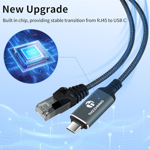Thzzhnno USB C to Ethernet Cable 3.3FT, Type C to RJ45 Gigabit LAN Network Cord,Directly Connected,Thunderbolt 3/4 Compatible for MacBook Pro/Air, iPad Pro, iPhone 15 Series,Galaxy S24,Windows - Image 3