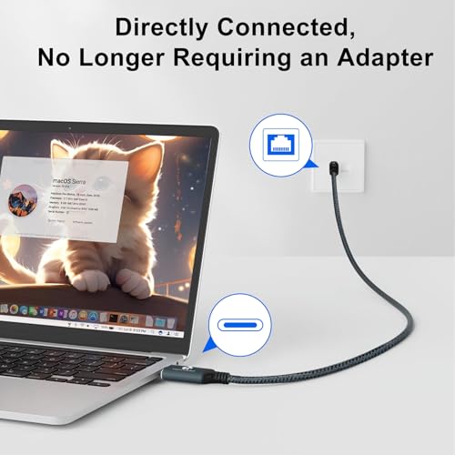 Thzzhnno USB C to Ethernet Cable 3.3FT, Type C to RJ45 Gigabit LAN Network Cord,Directly Connected,Thunderbolt 3/4 Compatible for MacBook Pro/Air, iPad Pro, iPhone 15 Series,Galaxy S24,Windows - Image 5