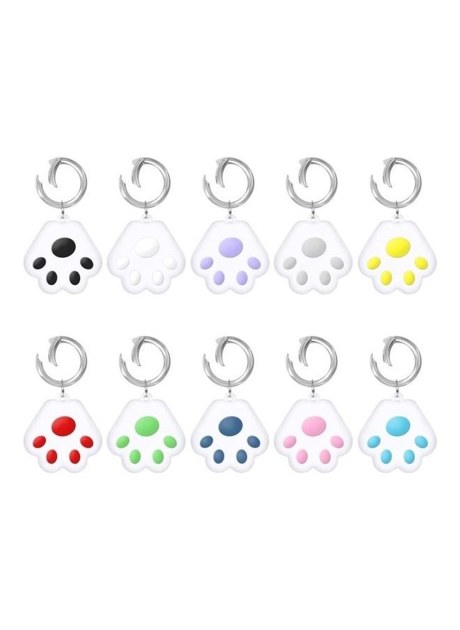 Generic - Cute Cat Paw Design Silicone Shockproof Protective Cover Soft Case with Keychain Ring Loop For Apple AirTag Blue/White - Image 1