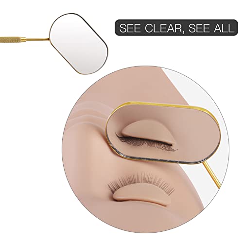 Pretty memory Large Lash Mirror, Stainless Steel Eyelash Mirror, Makeup Mirror for Lash Extension Supplies (Gold) - Image 2