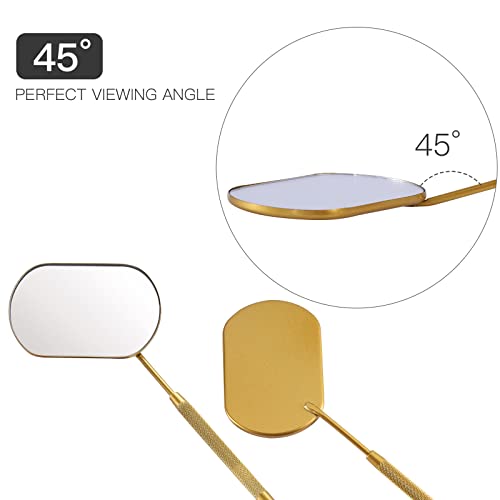 Pretty memory Large Lash Mirror, Stainless Steel Eyelash Mirror, Makeup Mirror for Lash Extension Supplies (Gold) - Image 4
