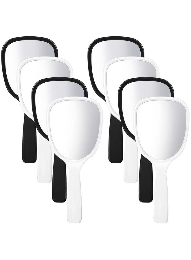 Jetec Small Handheld Hand Mirror Compact Travel Makeup Mirror Handheld Cosmetic Mirror With Handle Personal Mirror Portable Vanity Mirror 3.15 Inch Wide 7.09 Inch Long (Black White8 Pieces) - Image 1