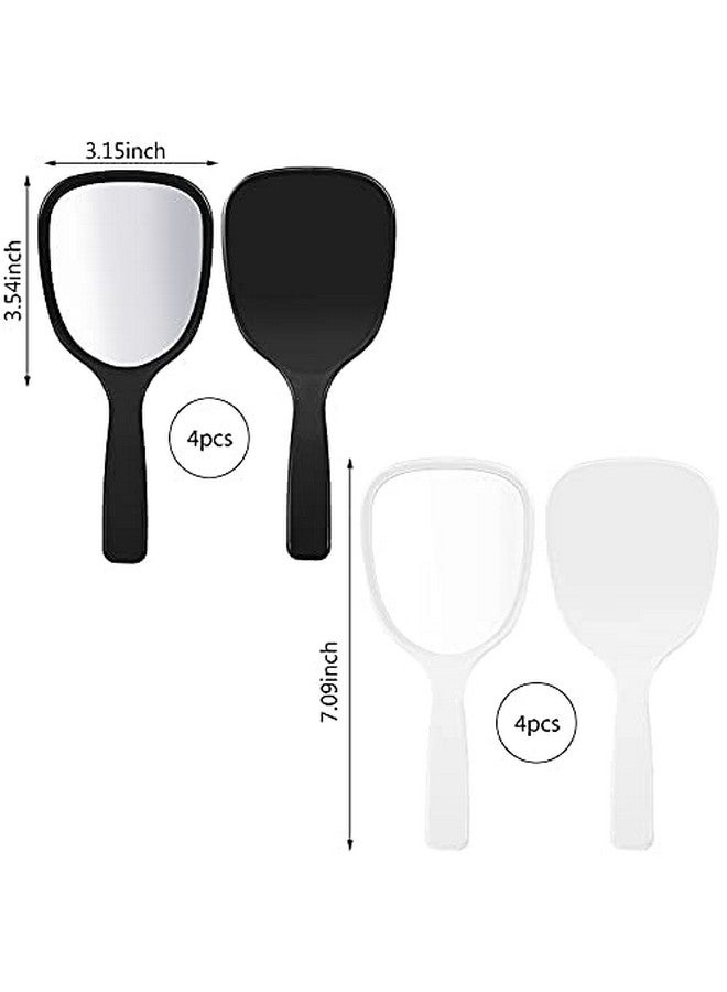 Jetec Small Handheld Hand Mirror Compact Travel Makeup Mirror Handheld Cosmetic Mirror With Handle Personal Mirror Portable Vanity Mirror 3.15 Inch Wide 7.09 Inch Long (Black White8 Pieces) - Image 3