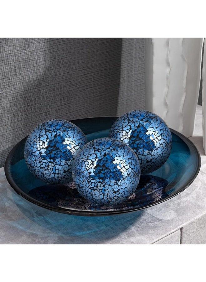 MDLUU 4" Decorative Glass Balls, Mosaic Sphere, Decorative Orbs, Centerpiece Balls for Bowls, Vases, Dining Table Decor, Pack of 3 (Turquoise) - Image 5