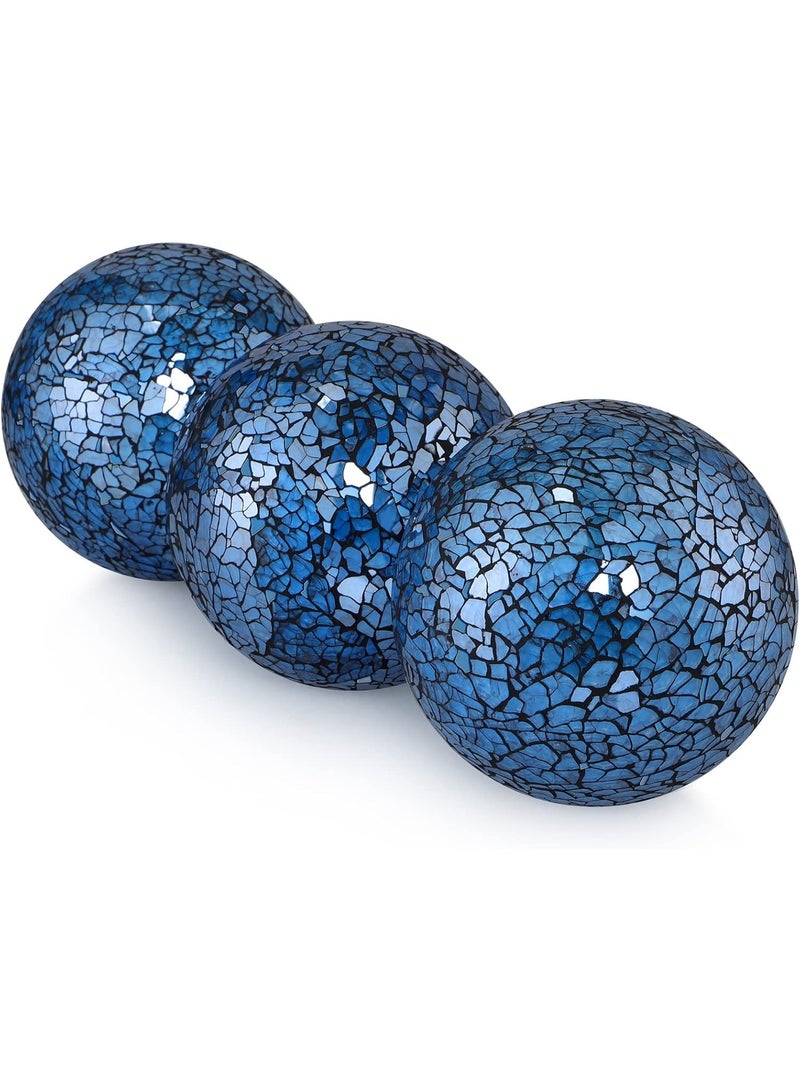 MDLUU 4" Decorative Glass Balls, Mosaic Sphere, Decorative Orbs, Centerpiece Balls for Bowls, Vases, Dining Table Decor, Pack of 3 (Turquoise) - Image 3
