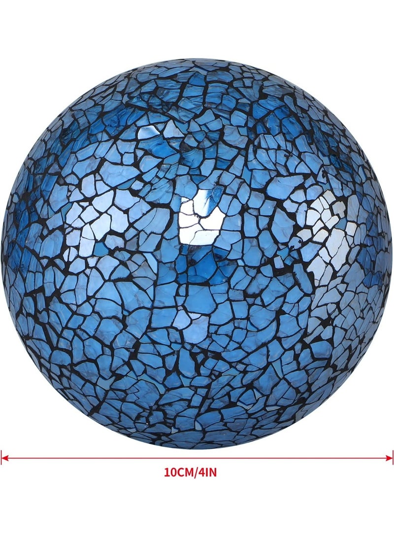 MDLUU 4" Decorative Glass Balls, Mosaic Sphere, Decorative Orbs, Centerpiece Balls for Bowls, Vases, Dining Table Decor, Pack of 3 (Turquoise) - Image 4