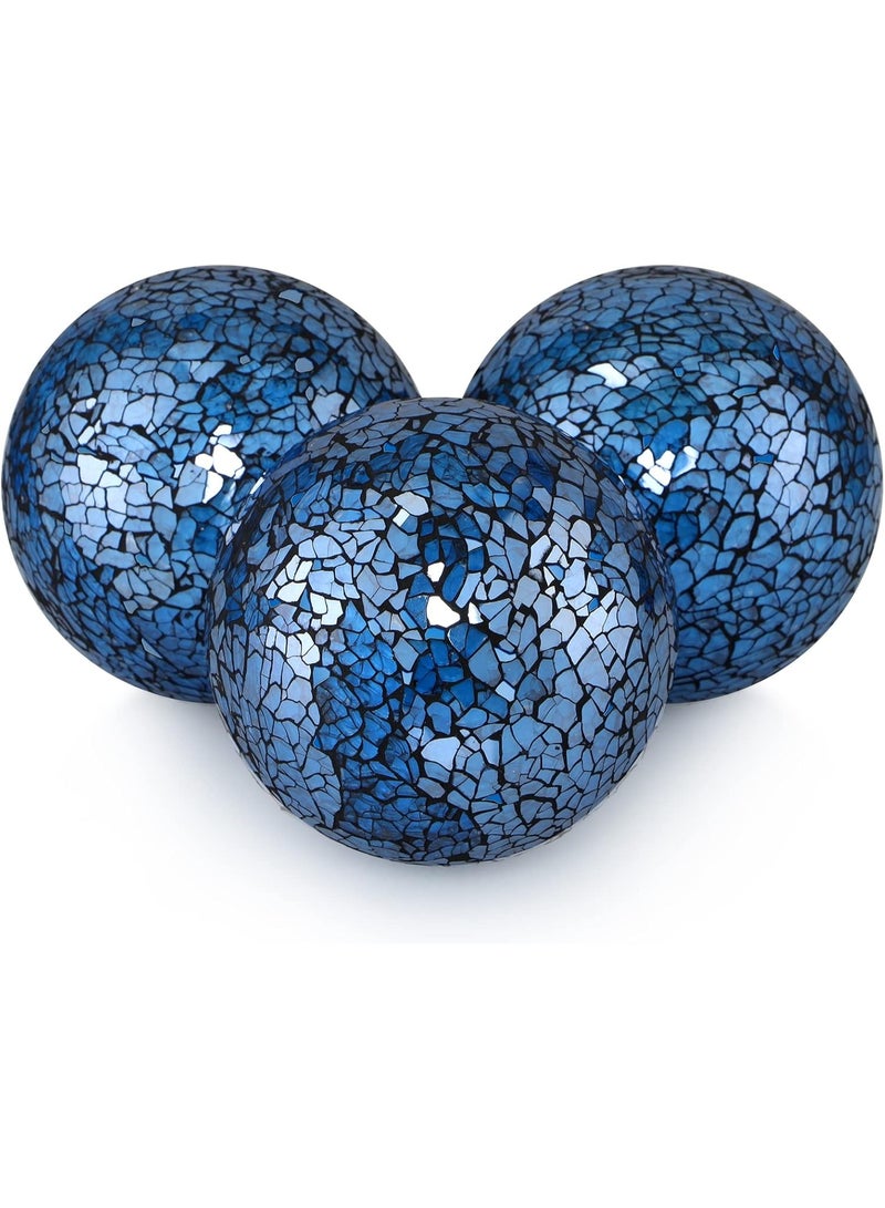 MDLUU 4" Decorative Glass Balls, Mosaic Sphere, Decorative Orbs, Centerpiece Balls for Bowls, Vases, Dining Table Decor, Pack of 3 (Turquoise) - Image 1