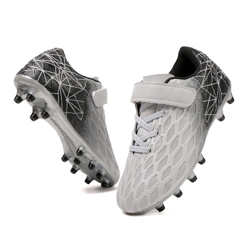Skerxut Soccer Cleats, Kids Firm Ground Football Shoes, Boys Girls Athletic Outdoor (Grey, Toddler, 9, Numeric, US Footwear Size System, Medium) - Image 1
