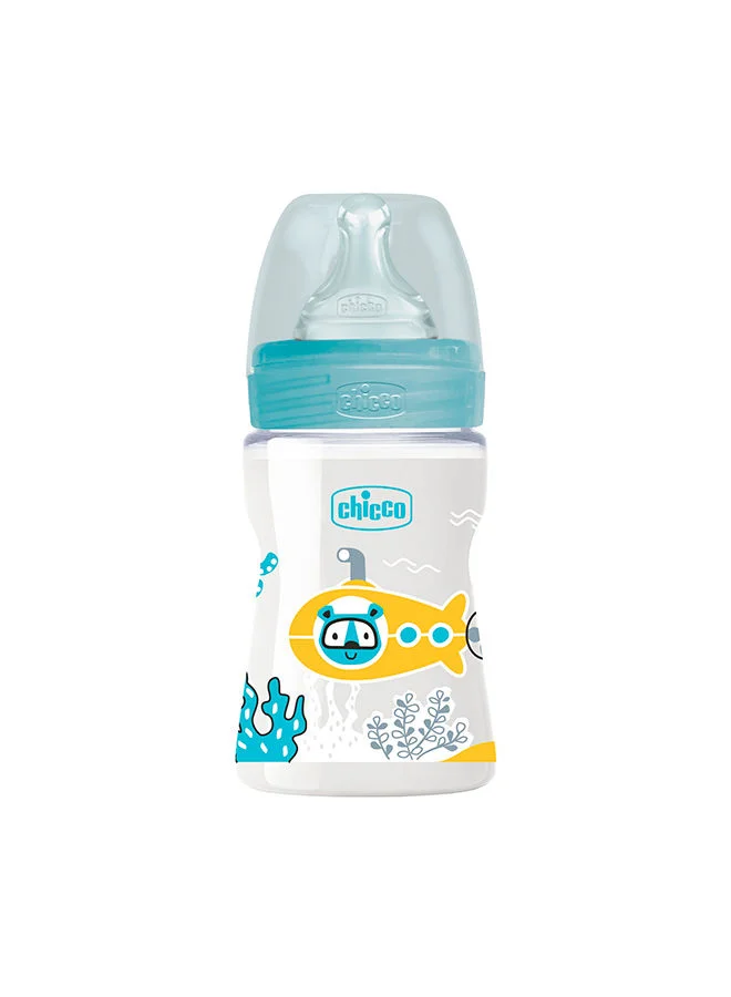 Chicco Well-Being Plastic Bottle 150Ml Slow Flow 0M+ Silicone Boy