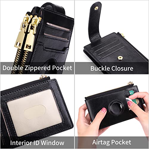 FALAN MULE Air-tag Womens Wallet Genuine Leahter Bifold Credit Card Holder with Built-in Integrated Case - Image 4